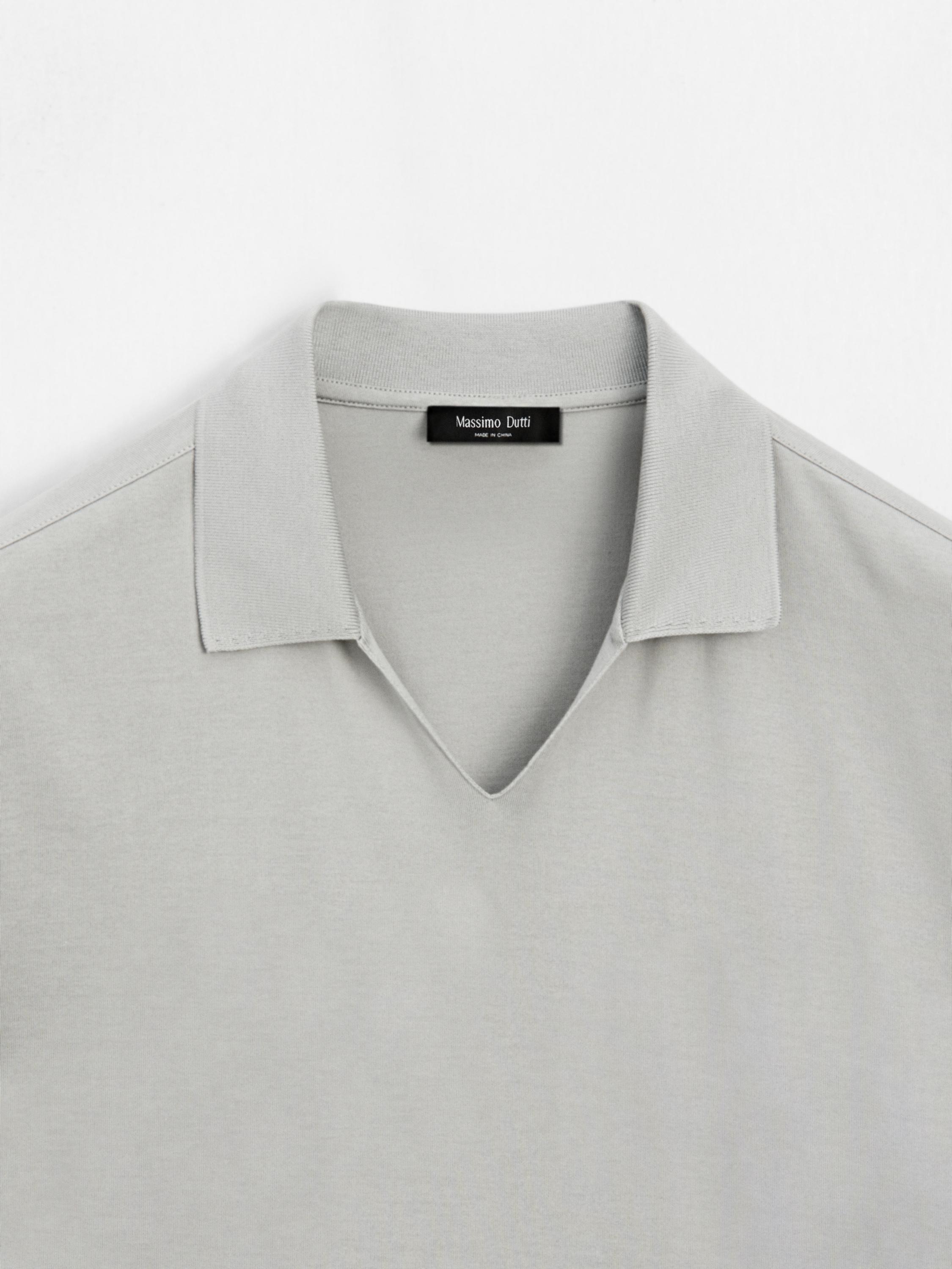 Cotton V-neck polo shirt